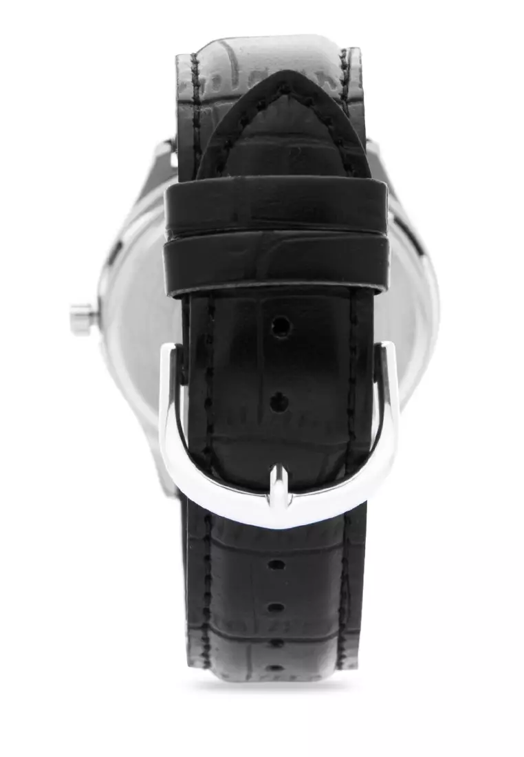 Casio Jam Tangan Pria - Black Silver - Leather Strap - MTP-V006L-1BUDF
