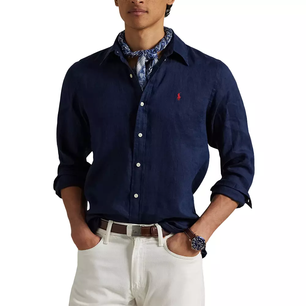 Camicie Slim Fit Long Sleeve Shirt Navy Blue