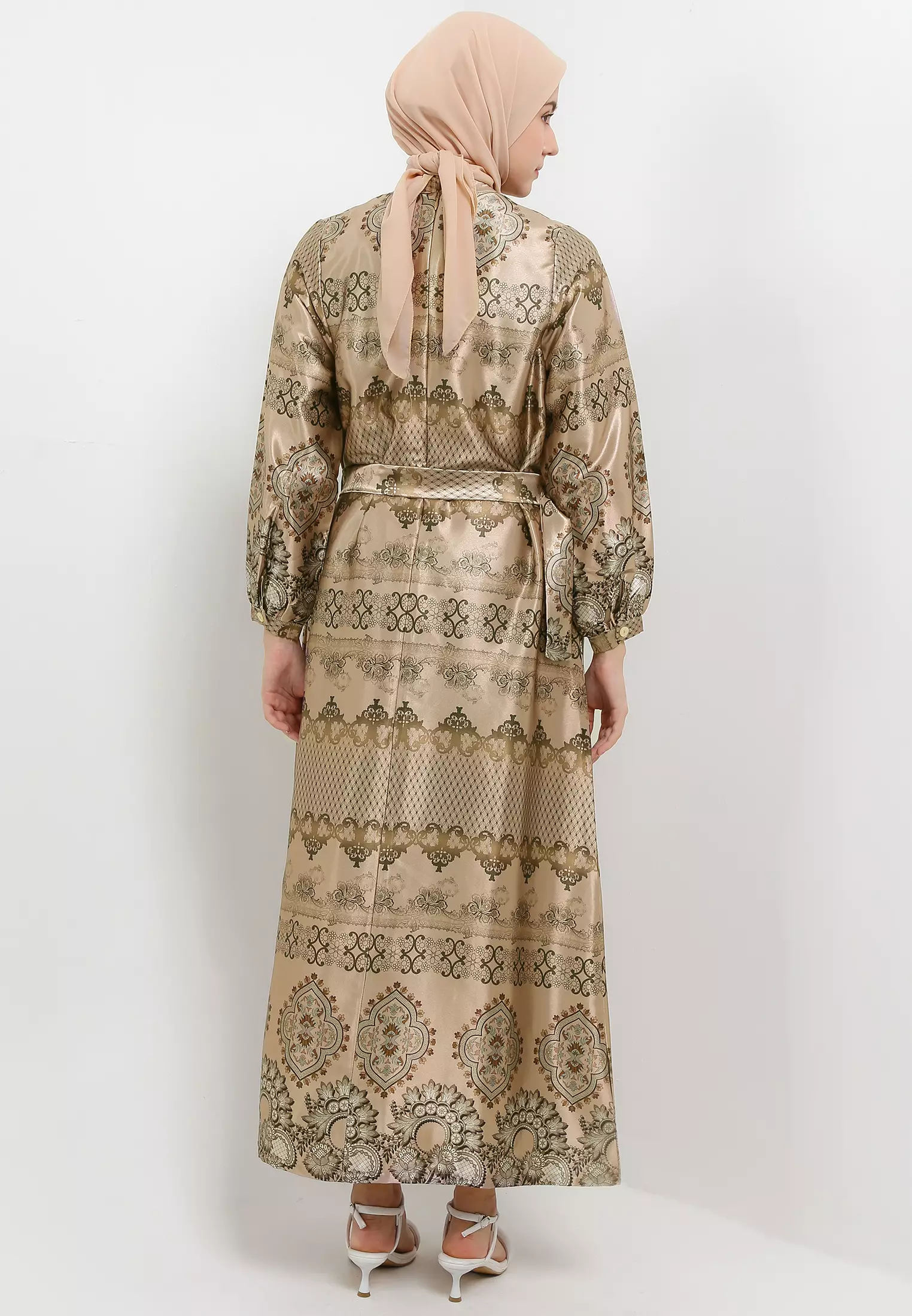 MFMW Jemimma Dress Gamis Satin Brown Motif