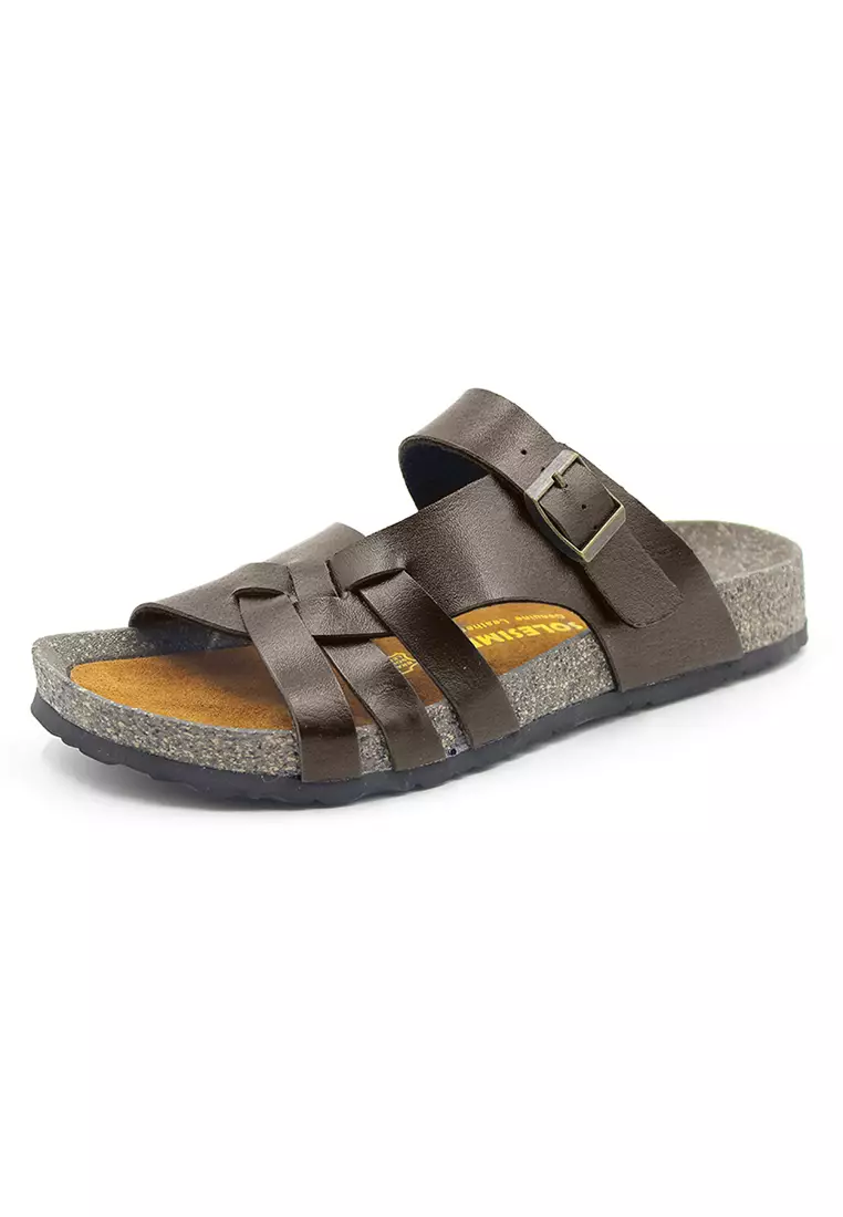 Buy SoleSimple Istanbul Dark Brown Leather Sandals Flip Flops