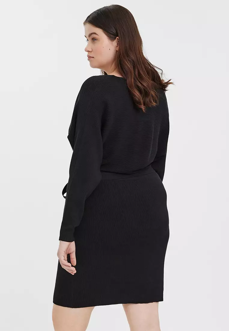 Plus Size Knitted Wrap Dress