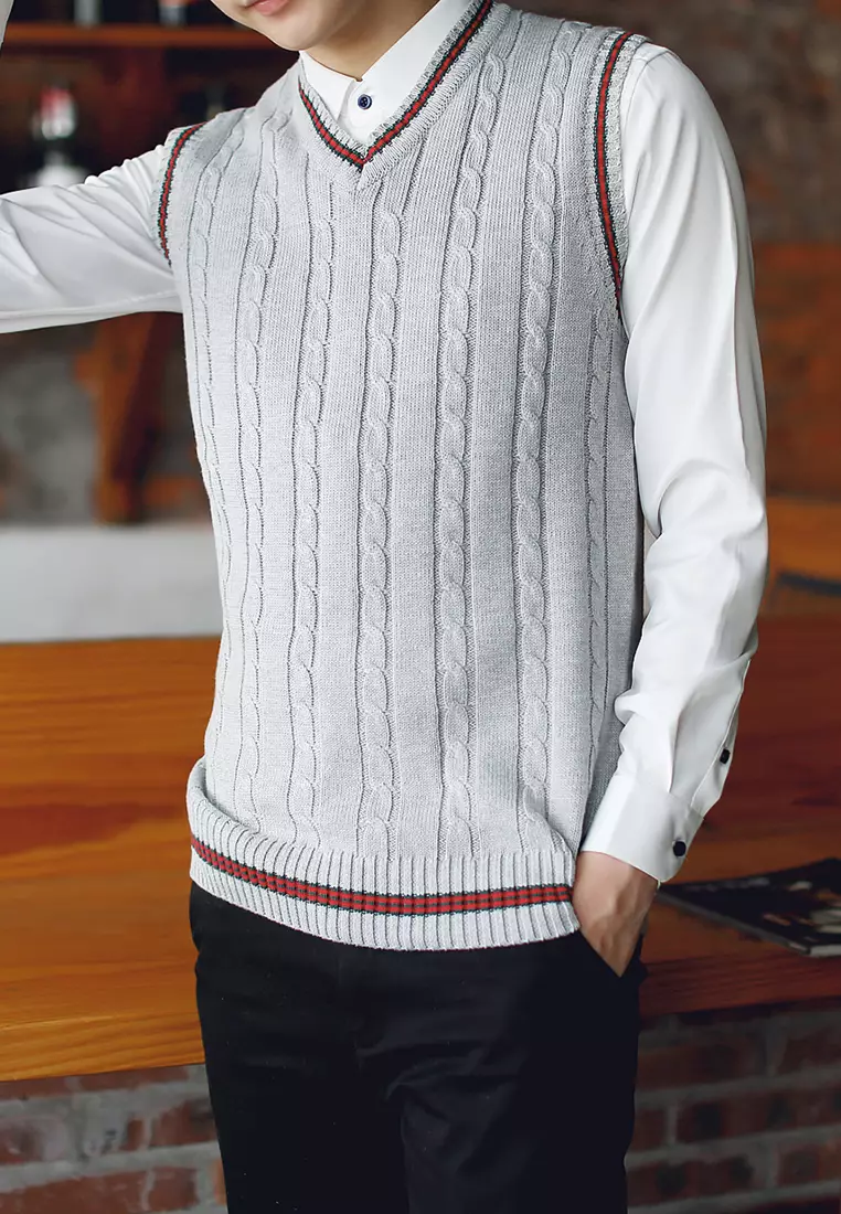 Contrast Stripe Knitted Vest XH920