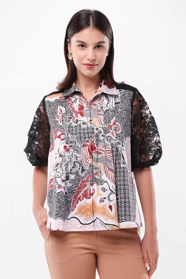 Minimal Gyandra Brocade Sleeve Ethnic Blouse - Beige