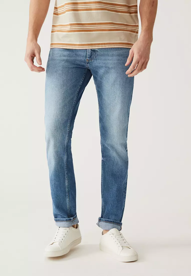 Tapered Fit Vintage Wash Stretch Jeans, M&S Collection