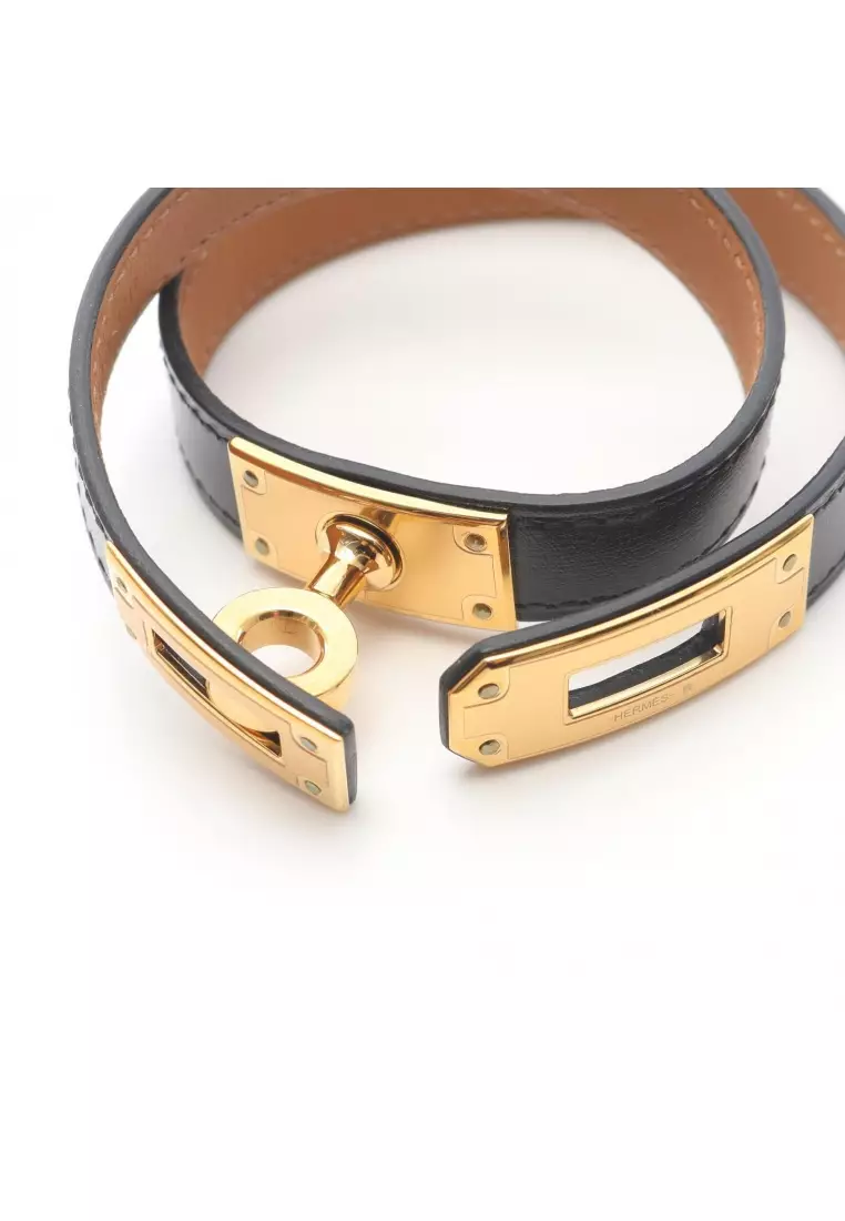 Pre-Loved Hermès Kelly double tour bracelet box calf black B stamp