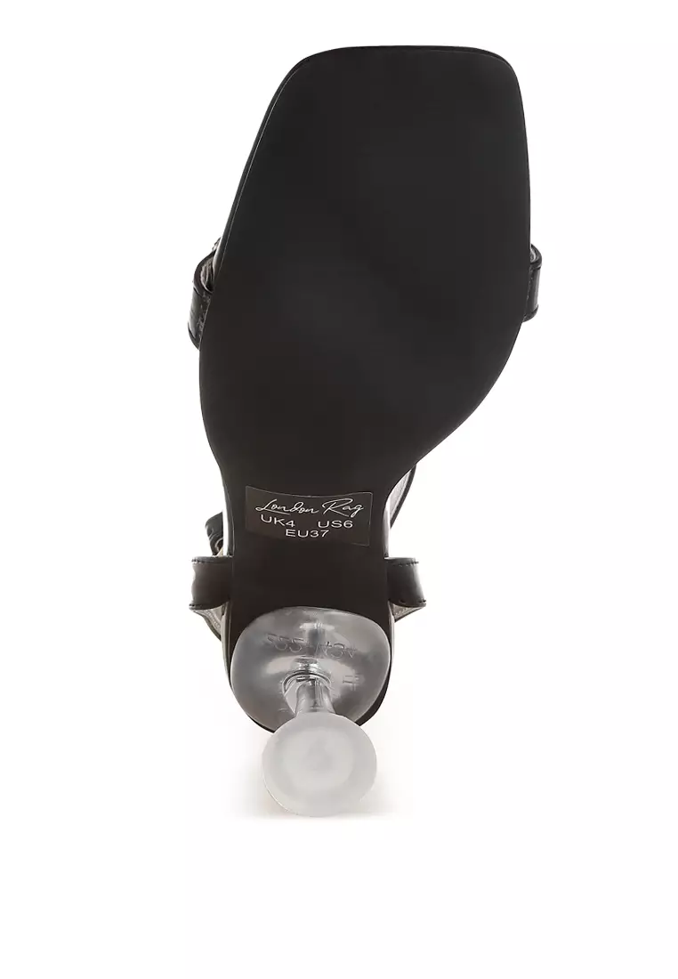 Charm Detail Spool Heels In Black