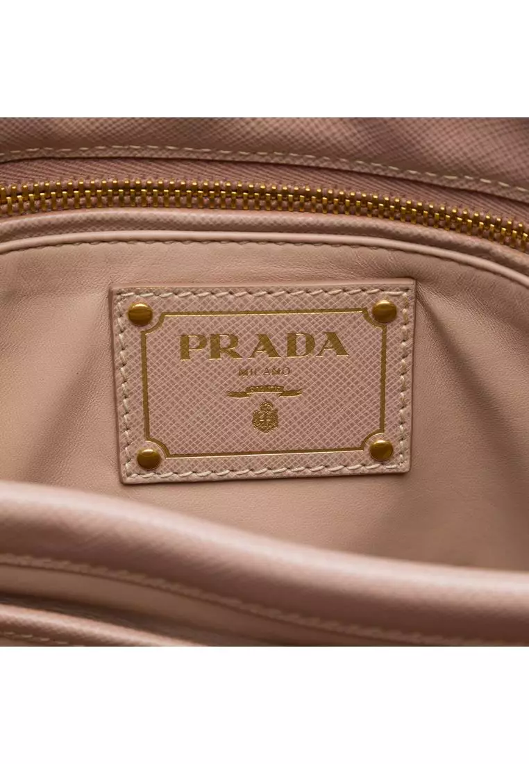 Pre-Loved Prada Saffiano Lucido Top Handle Frame Tote