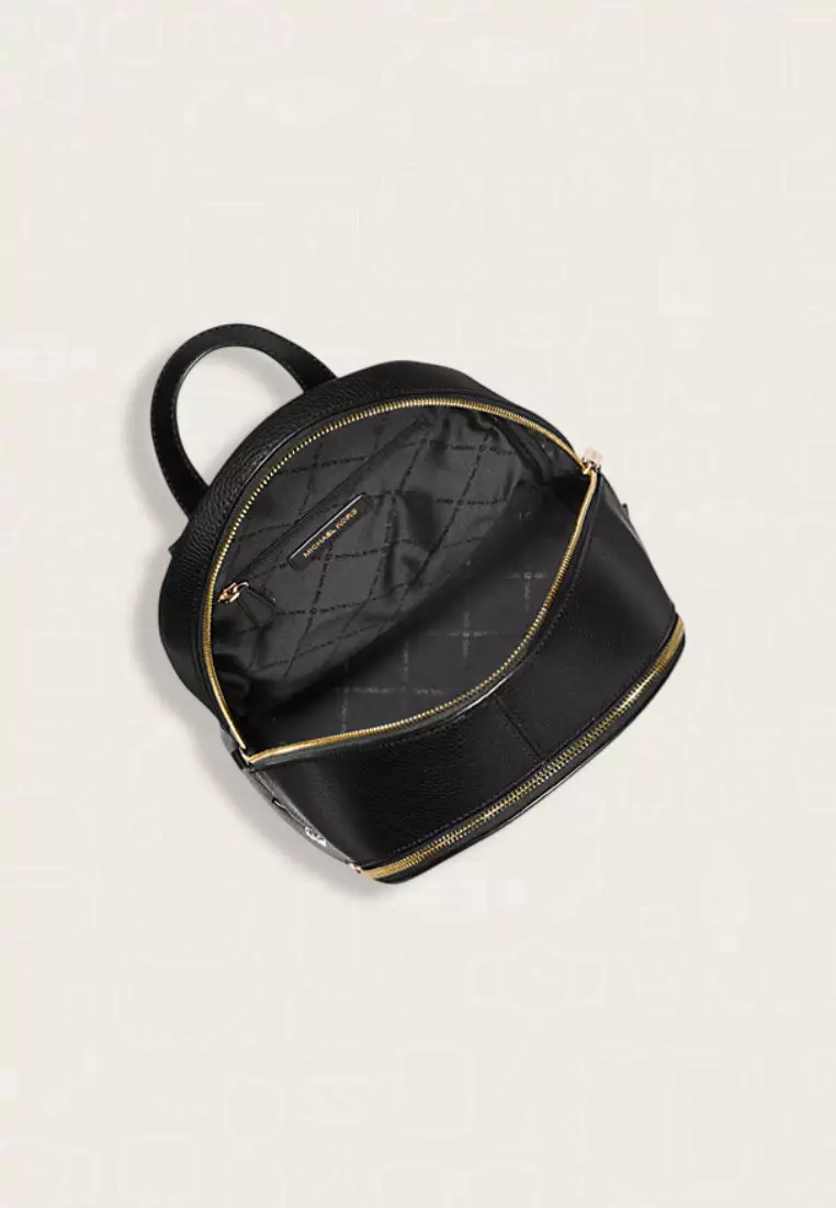 Michael Kors Rhea Medium Pebbled Leather Backpack Black