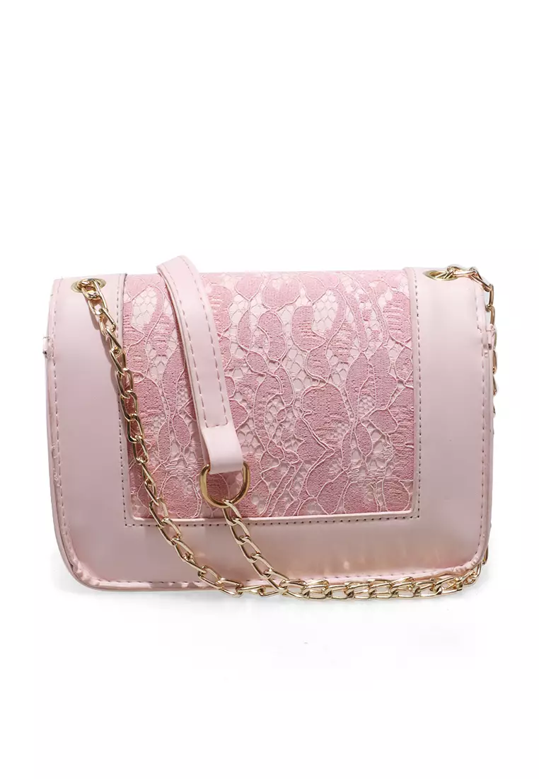 Werlyn Sling Bag Wanita Mutiara Lace Casual Large Storage Material Leather ORIGINAL