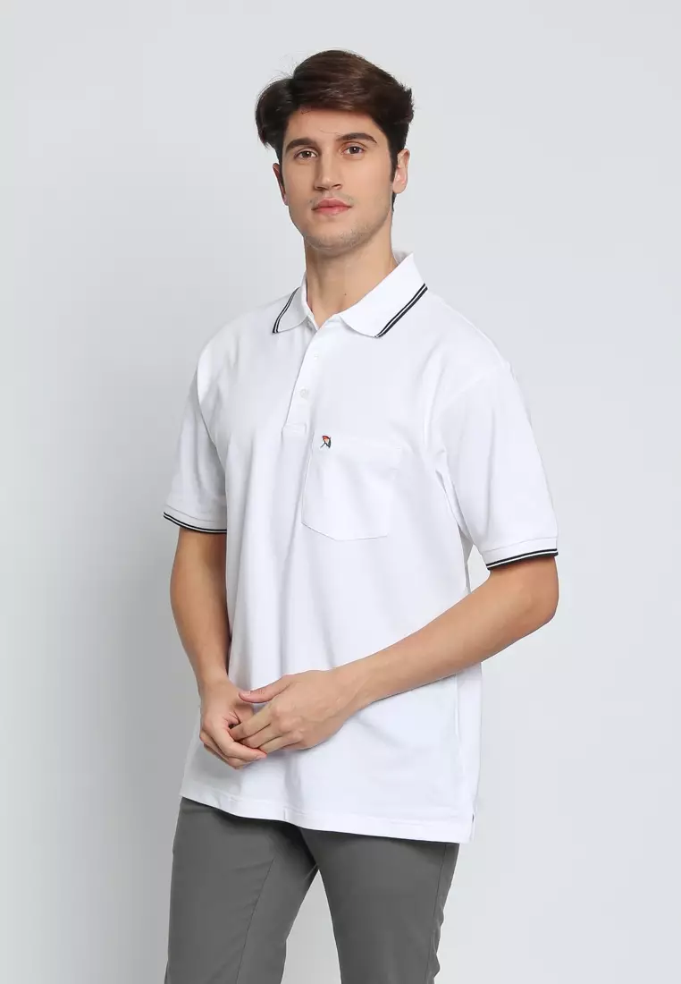 WHITE CASUAL POLO SHIRT REGULAR FIT