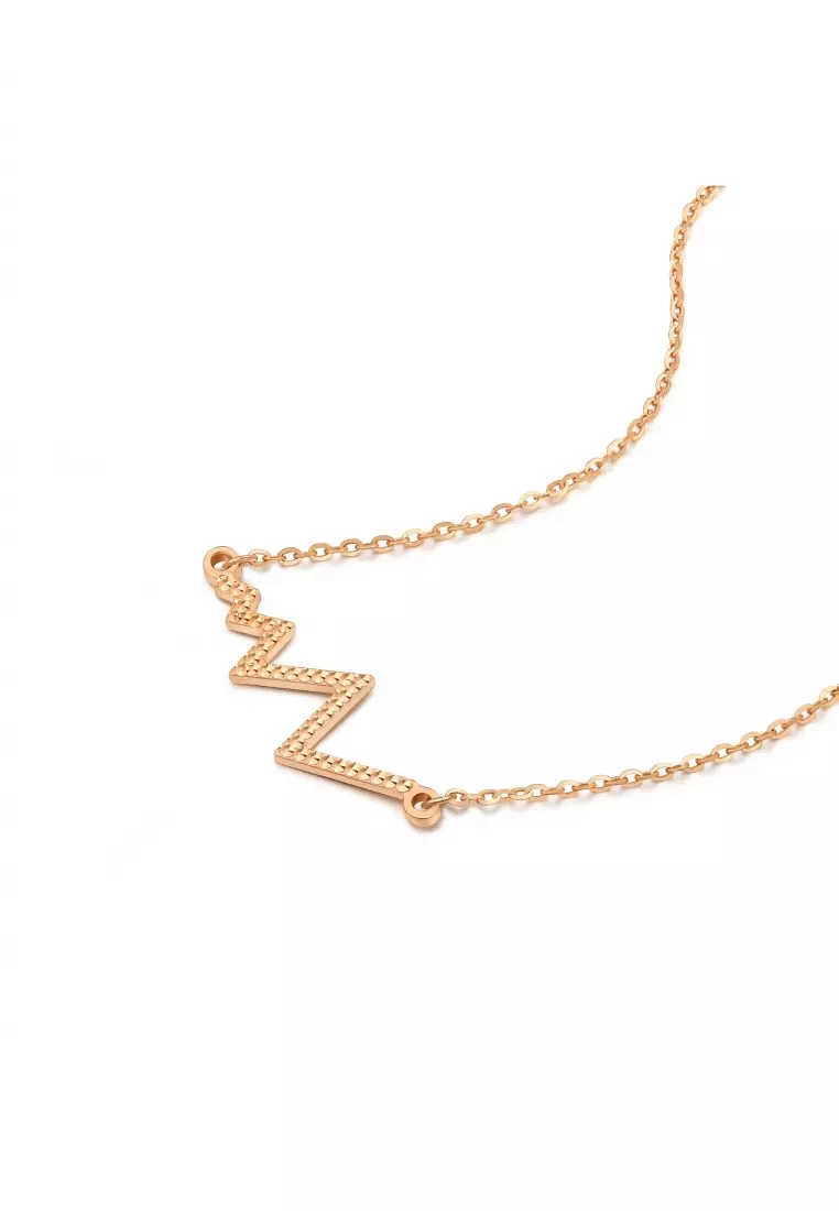 18K Rose Gold Abstract Linear Bar Necklace for Women 92791N
