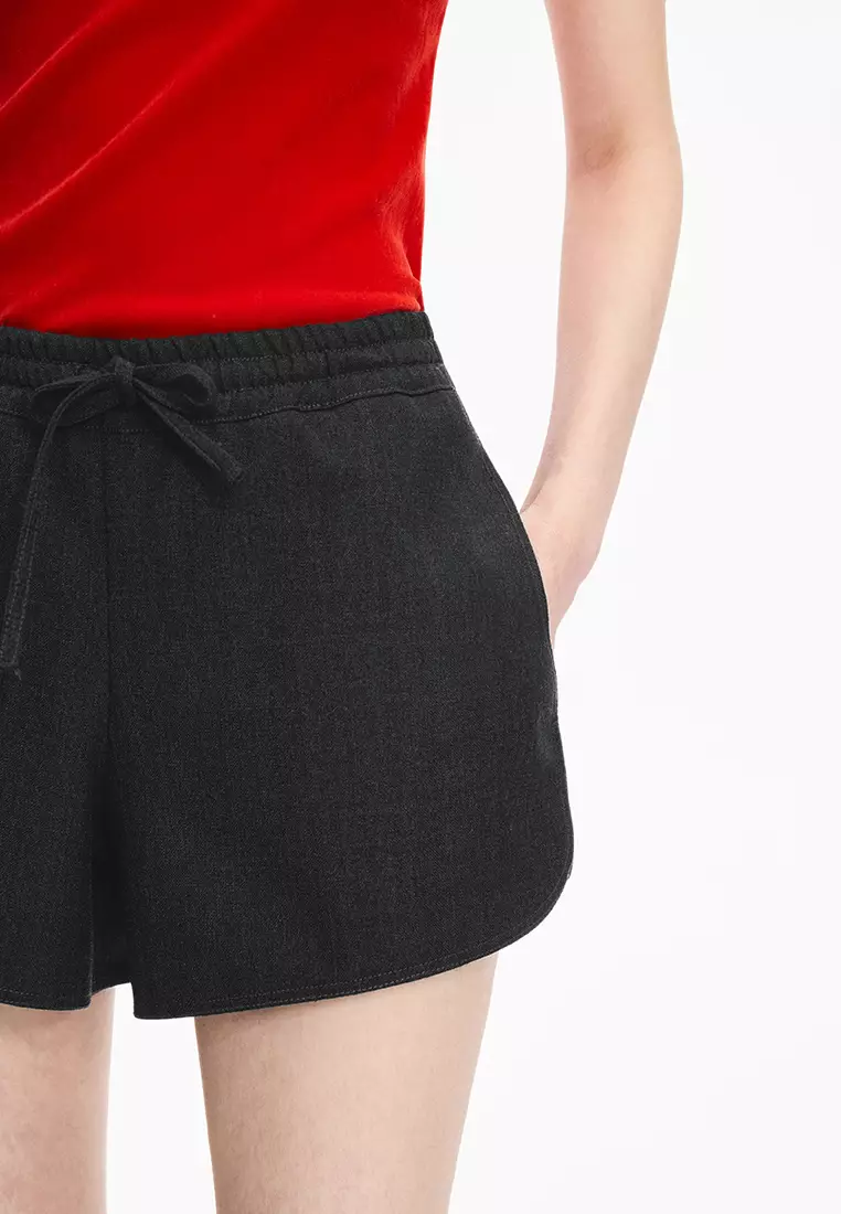 100% Wool Straight-Leg Rolled-Up Shorts with Slits