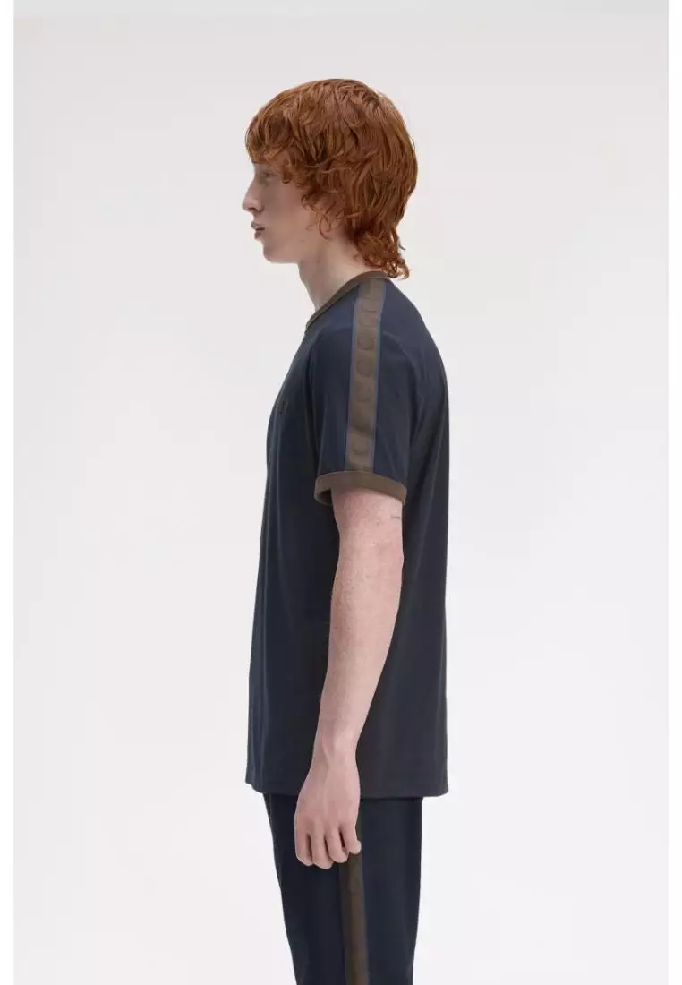 Fred Perry M4613 Contrast Tape Ringer T-Shirt (Navy / Burnt Tobacco)