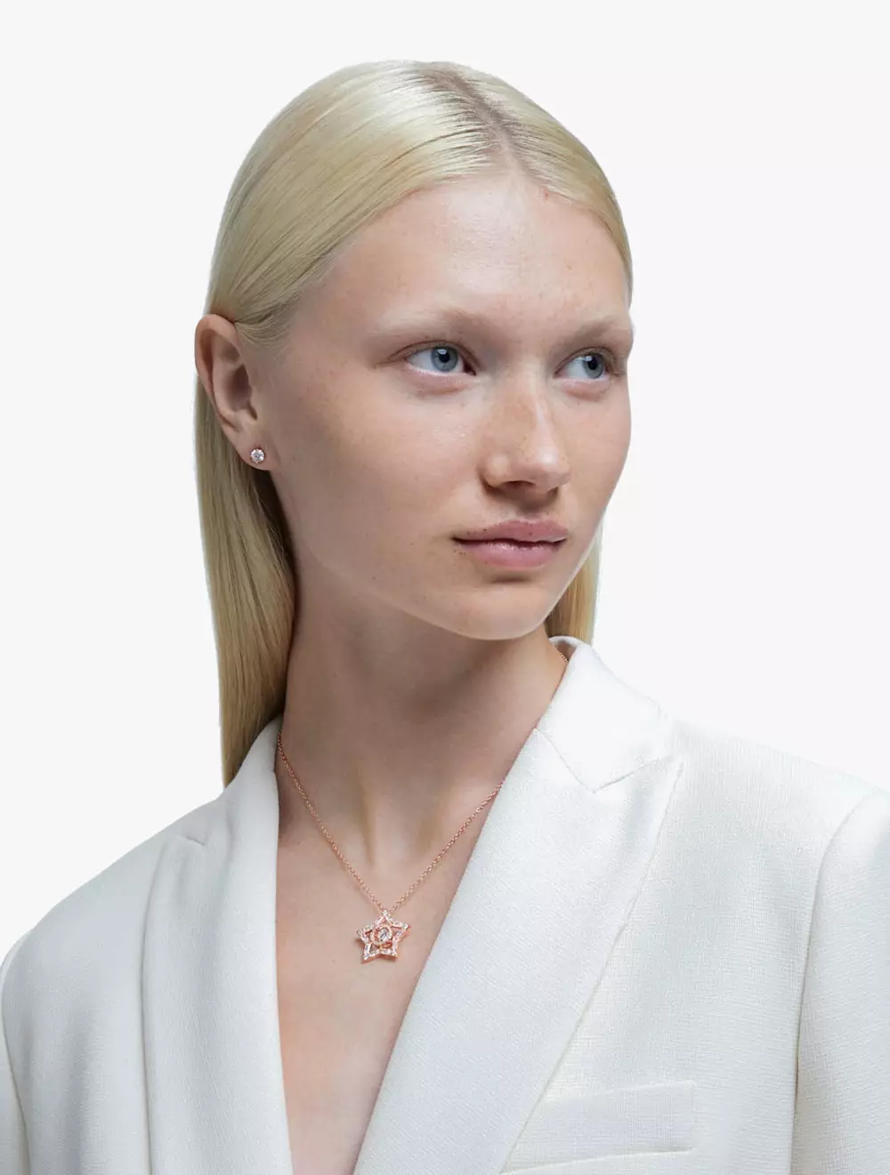 Stella Set, Star, White, Rose Gold-Tone Plated - White