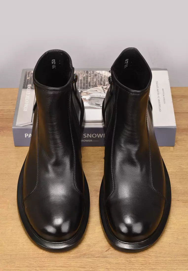 VANSA Top Layer Cowhide High-top Martin Boots VSM-B-909