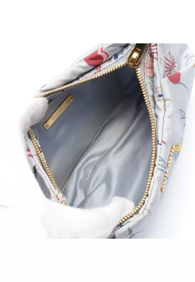 MIU MIU Pre-loved MIU MIU FAILLE PRINT Pouch floral pattern fabric Blue ...