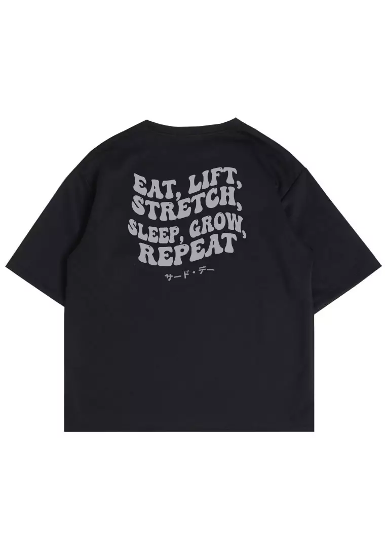 MTX09 Kaos Oversize Gym Scubalux "eat lift stretch" hitam