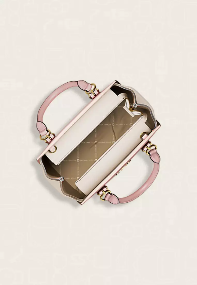 Michael Kors Marilyn Small Color-Block Saffiano Leather Messenger Bag Powder Blush Multi