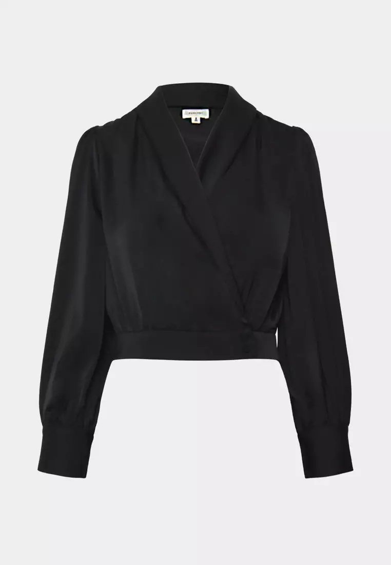 Avah Shawl Collar Satin Blouse
