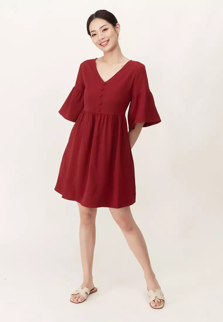 Plain B. Plain B. V-Neckline Relaxed Fit Flare Mini Dress 2024 | Buy ...