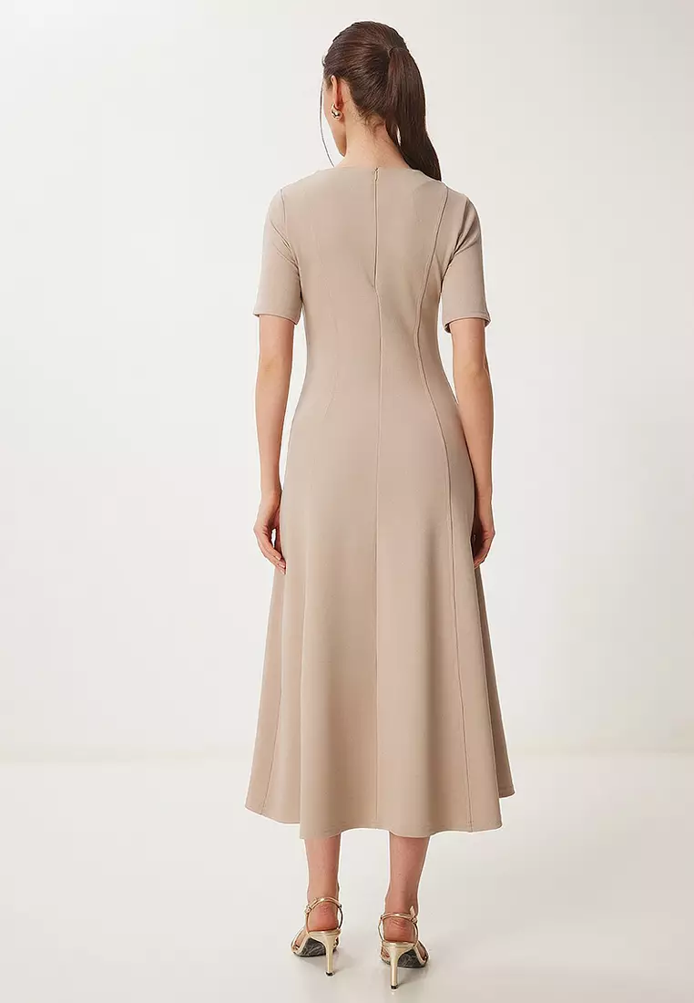 Flared Midi Summer Knitted Dress