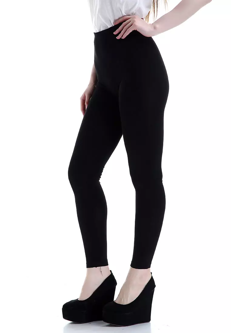 Willow Celana Legging Wanita Design Simple Woman Motif Solid - Black