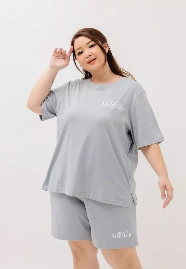 Plus Size Set Short Princess Series Neutral Grey