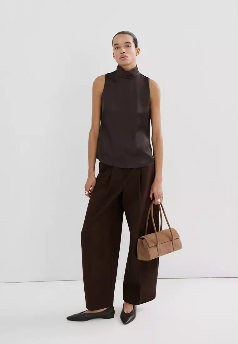 High Collar Satin Blouse