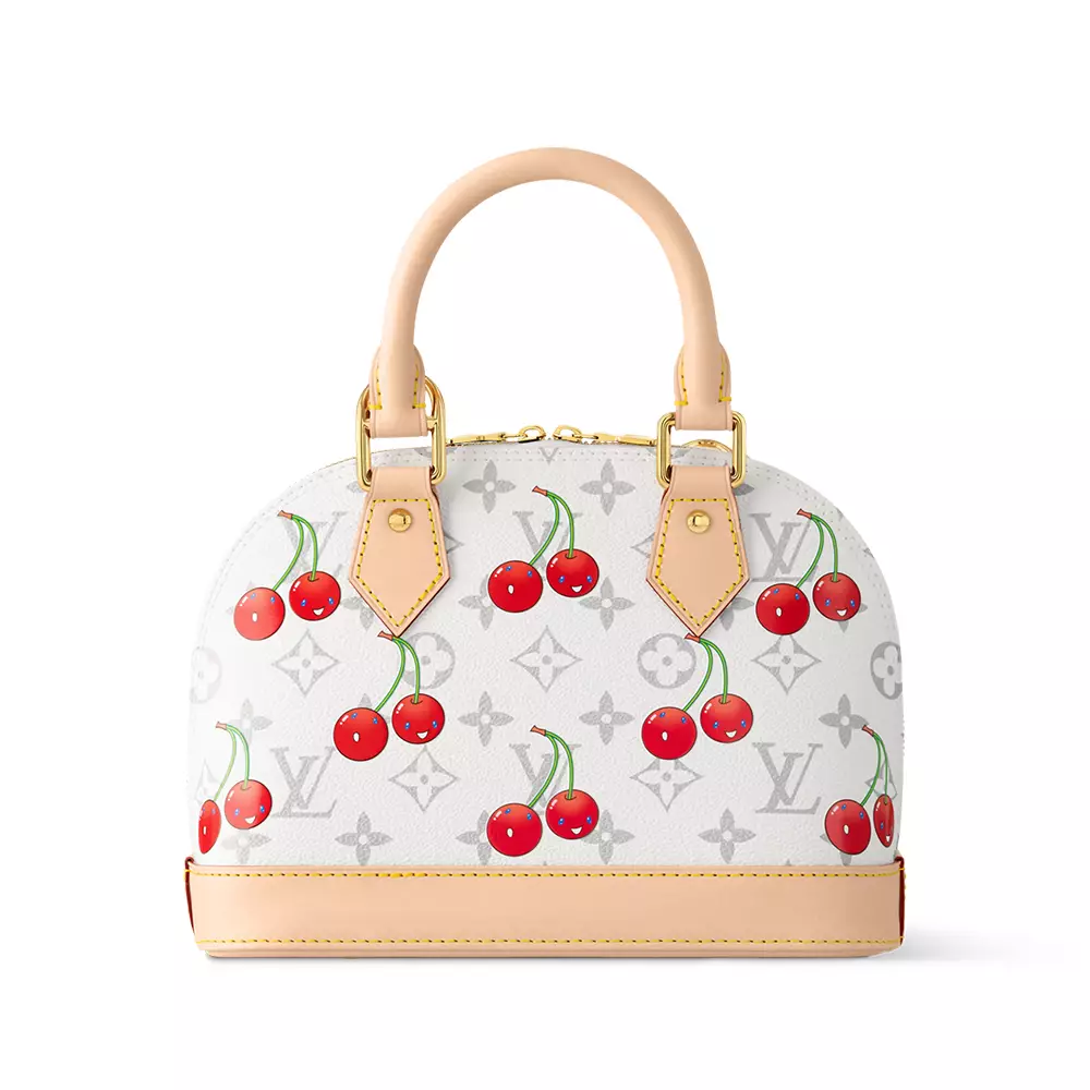 TM Alma BB Monogram Cherry Coated Canvas White