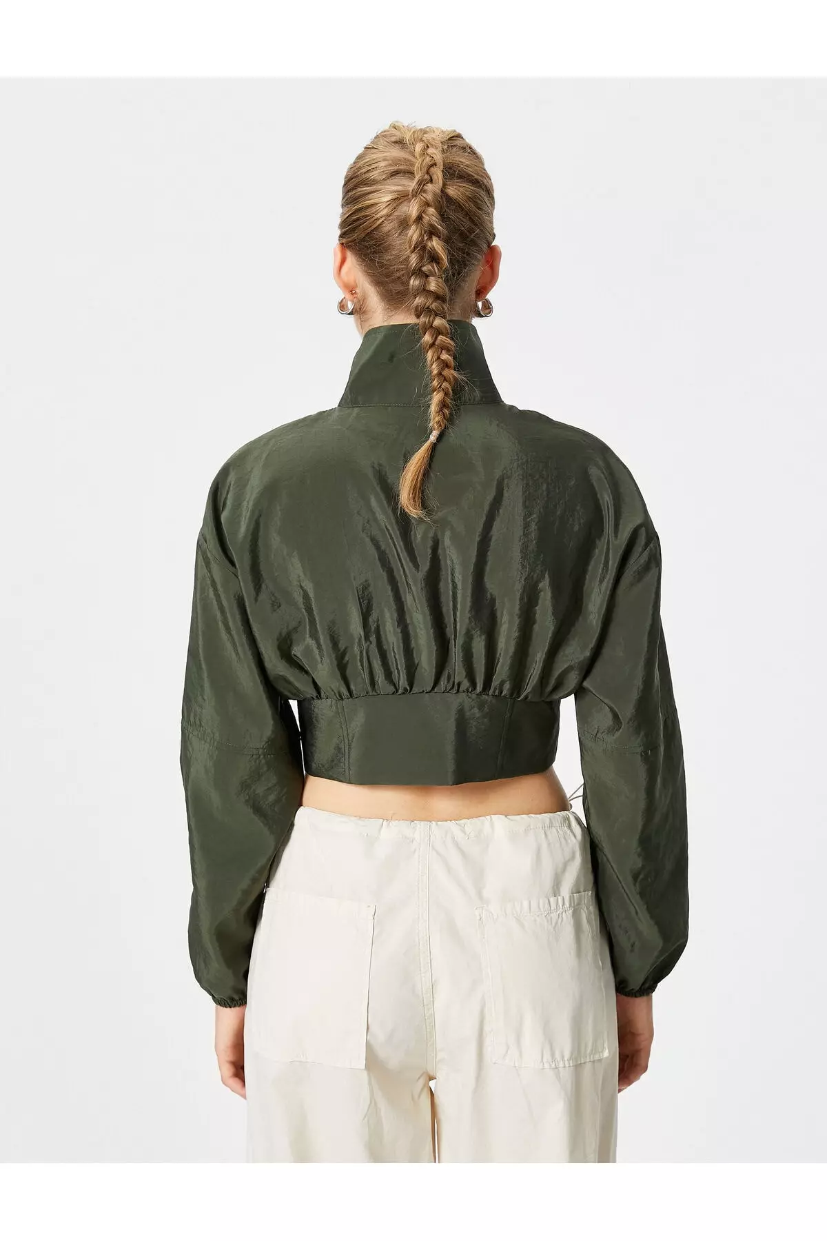 Stand Up Collar Crop Parachute Jacket