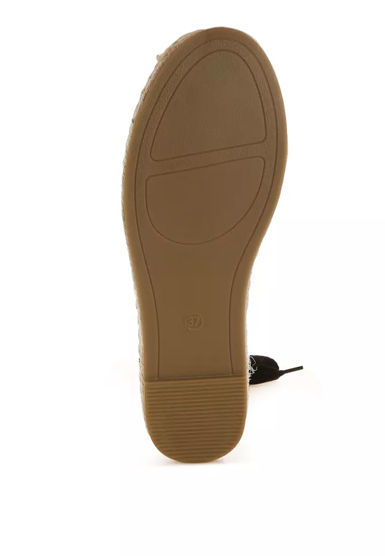 Microfiber Detachable Lace Espadrilles In Black