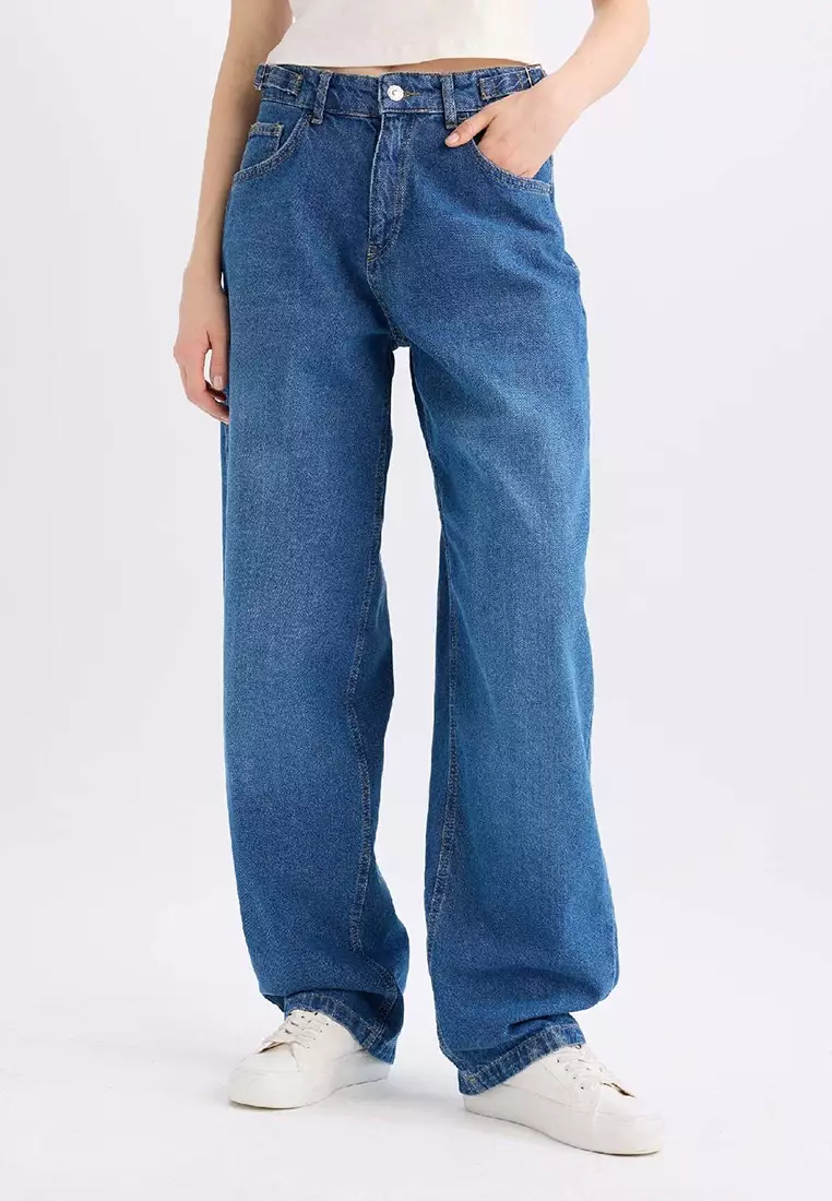Jual DeFacto Baggy Fit High Waist Long Jeans Washed Pants Original