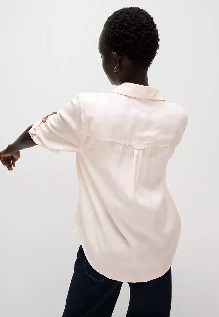 Pure Lyocell Collared Button Through Shirt