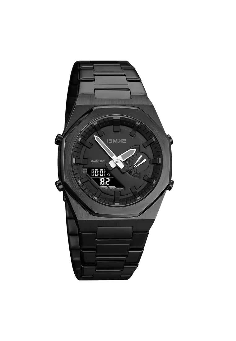 Jam Tangan Elektronik Luminous LED Light World Time Waterproof - 1816 - Black