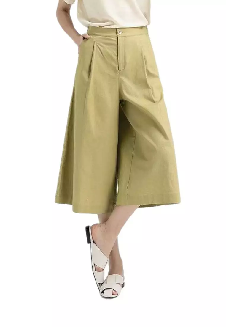 Crimped Cotton-flax Wide-legged Pants RZ-C138