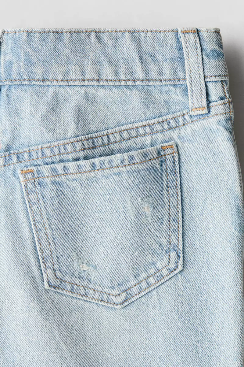 Worn-out-detail denim skirt