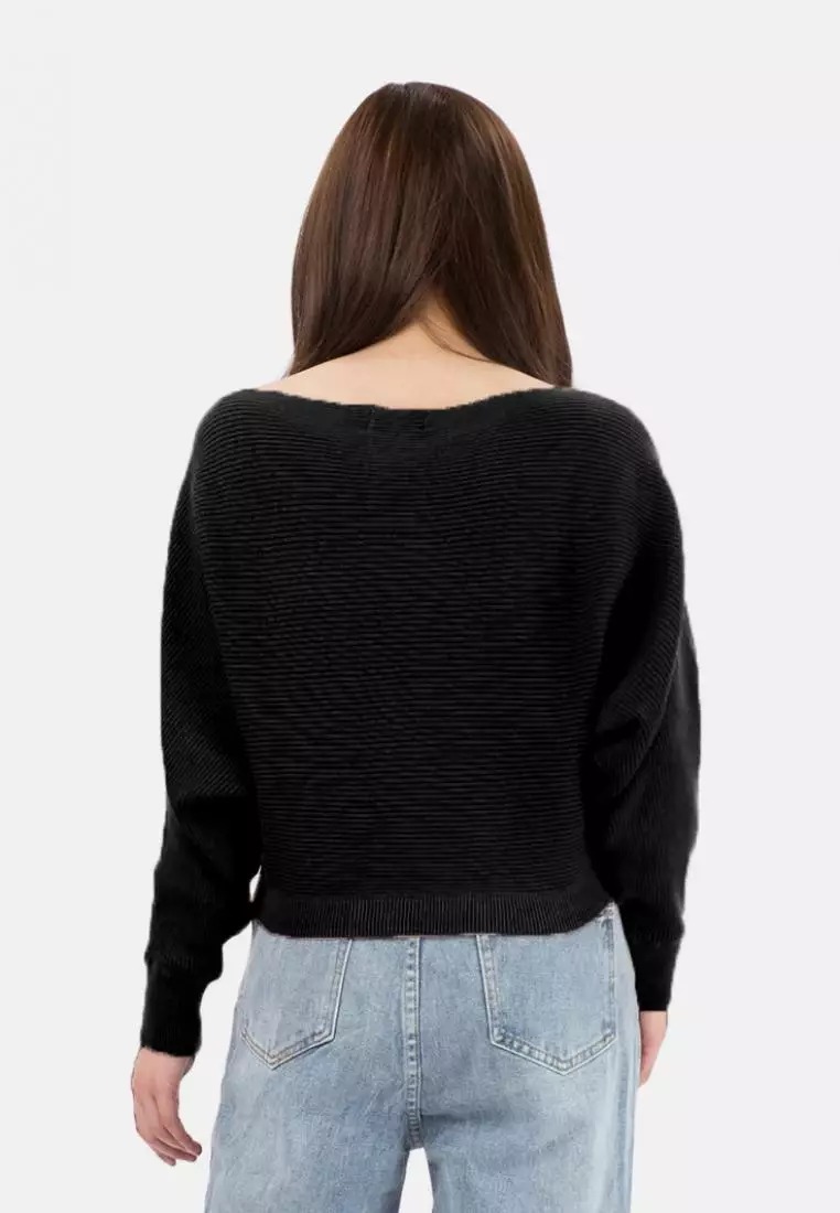 Batwing Sabrina Blouse in Black