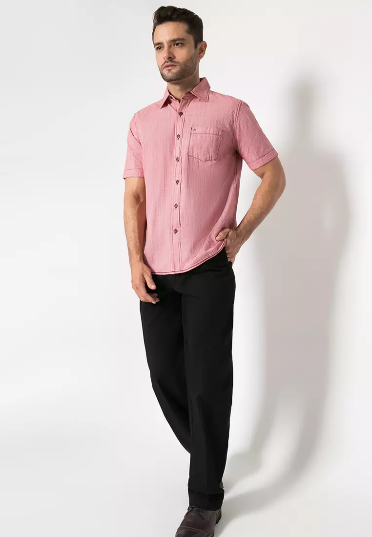 LGS Kemeja Casual Pria Warna Pink Motif Garis Tipis CSH.270.S570.1071
