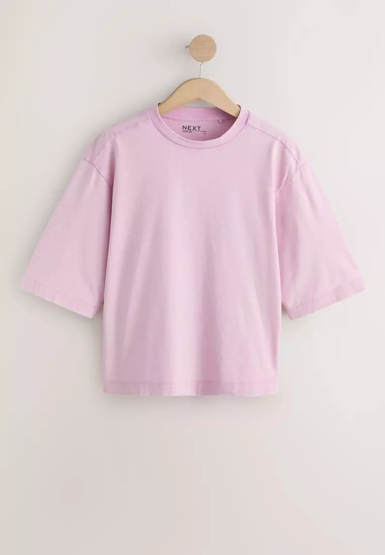 Relaxed Boxy Elbow Length Crew Neck T-Shirt 5 Pack