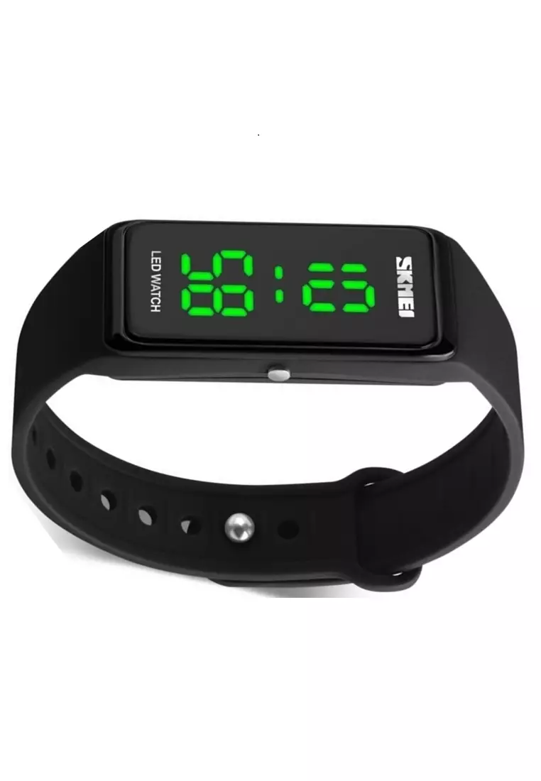 Jam Gelang Kasual LED Digital Pria Waterproof Strap Tali Material Silicone SF12 ORIGINAL