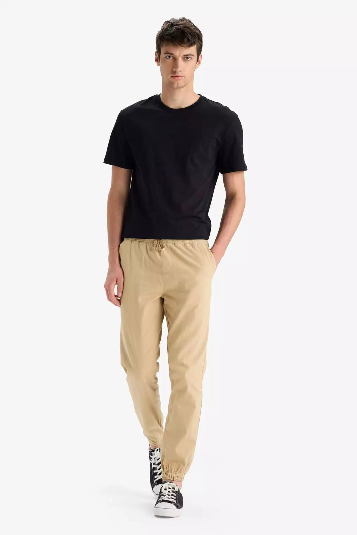 100% Cotton Cargo Jogger Pants Three Pockets E0834Ax25Sm