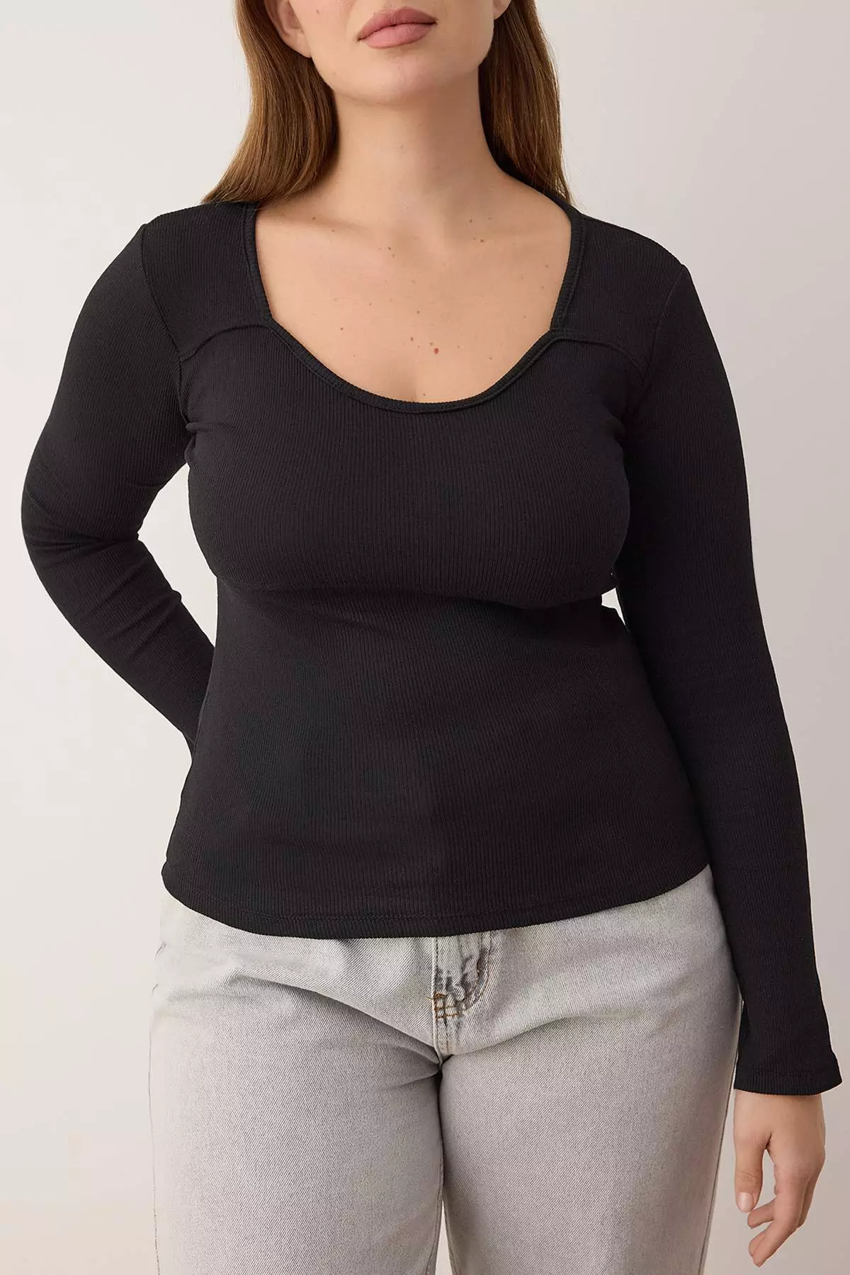 Black Camisole Crop Knitted Plus Size Blouse Tbbaw26Af00057