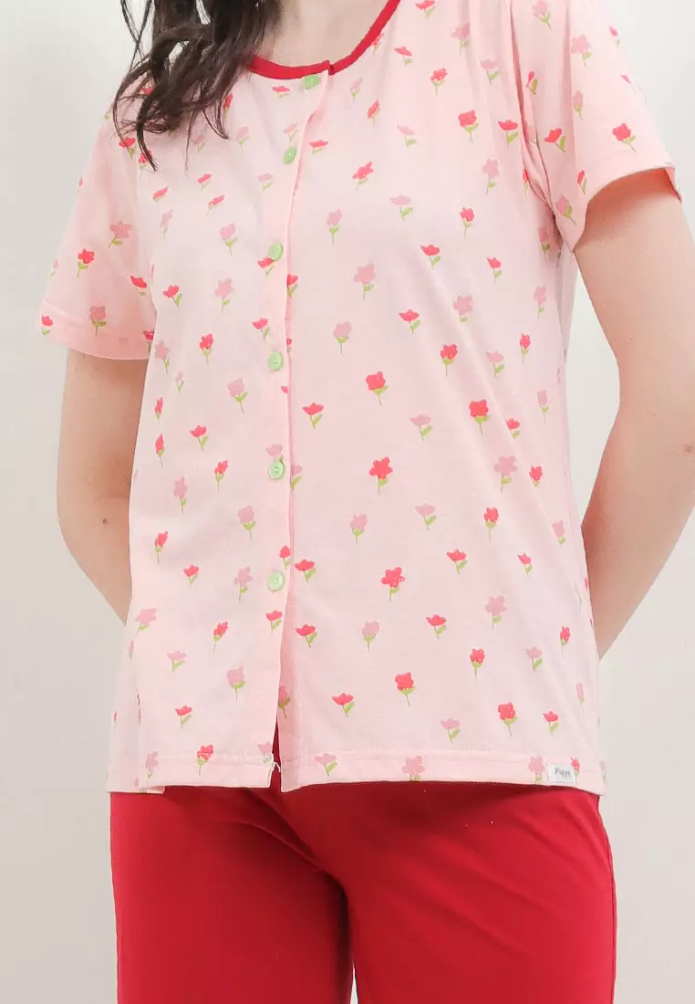 Pyjama Pijama Baju Tidur Short Sleeve Long Pants Sleepwear