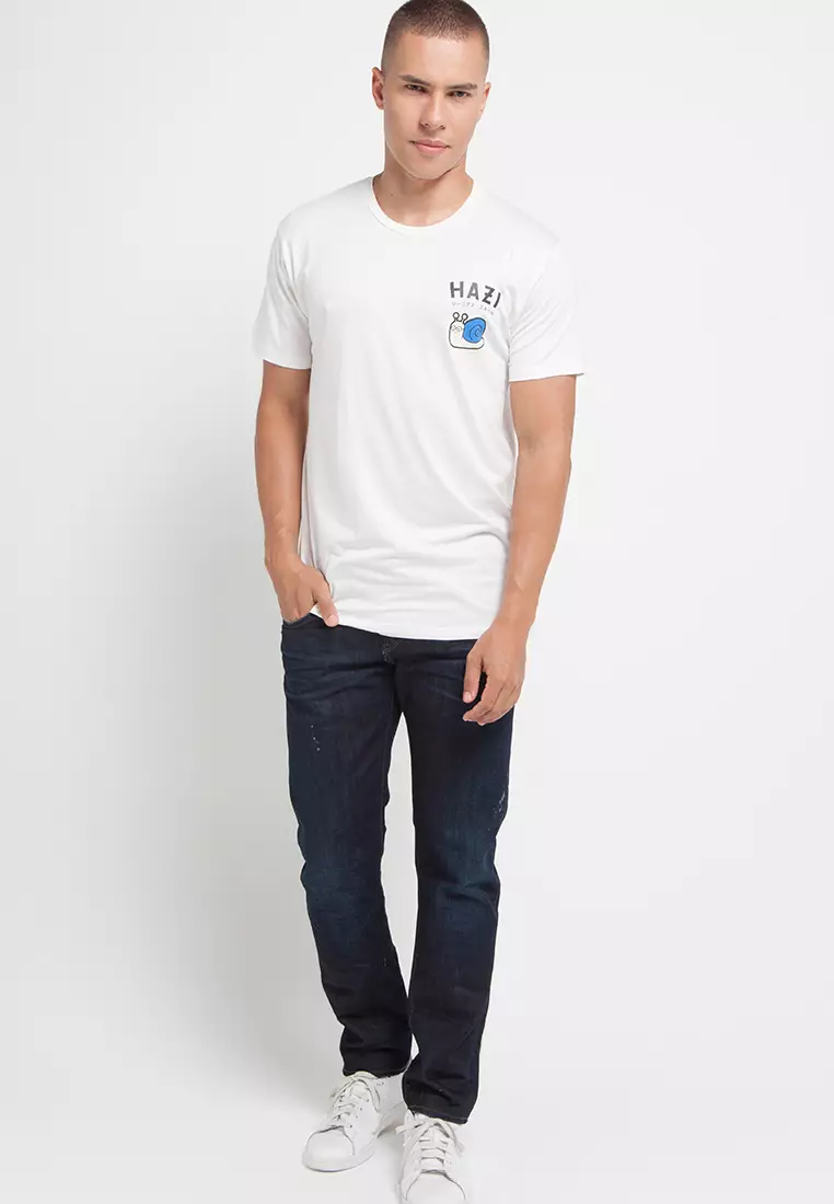 MTG56 hazi dakir kaos pria unisex putih