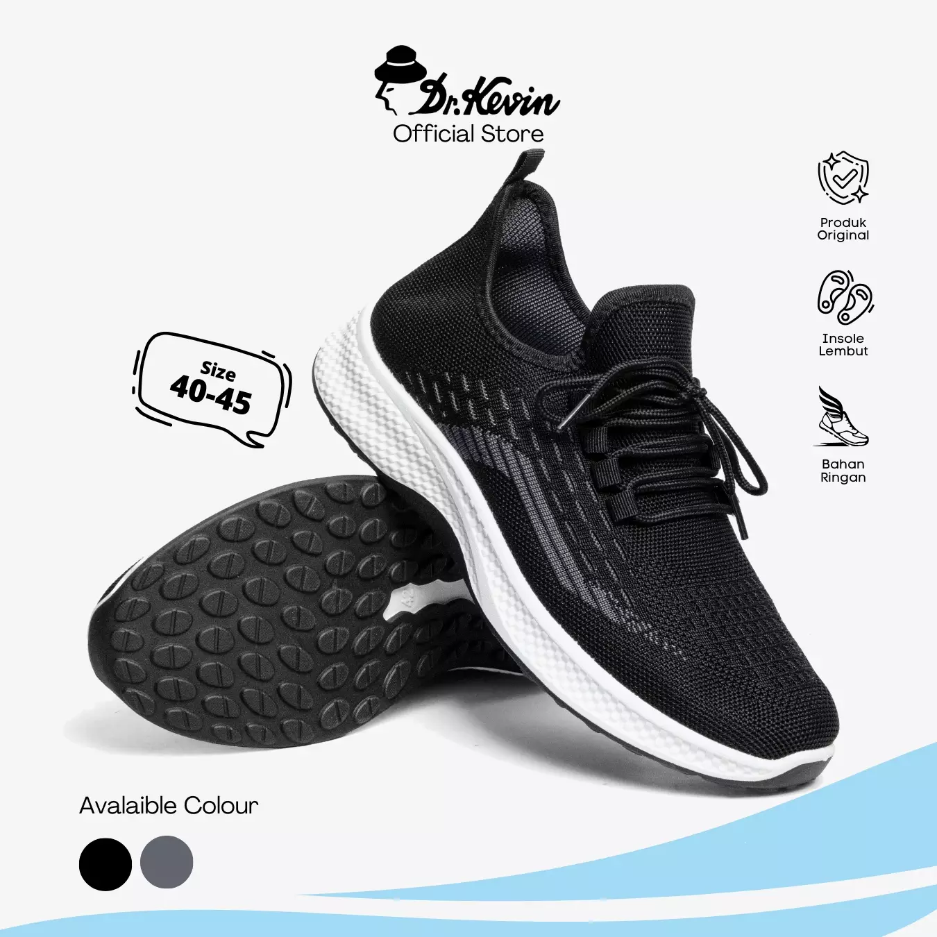 Dr. Kevin Sepatu Sport Pria Men Sneakers Sekolah Flyknit tali 889-085