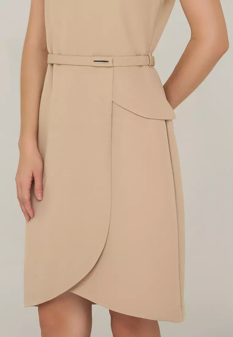 Armida Sheath Dress with Asymmetrical Hem