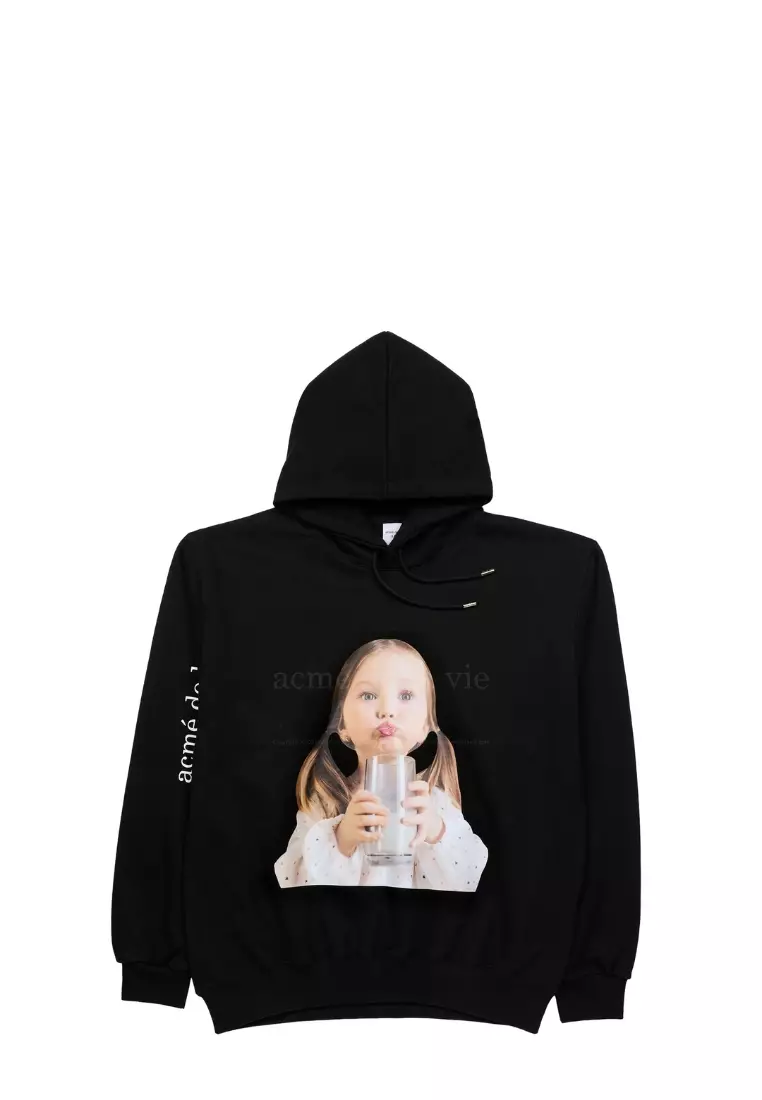 Baby Face Milk Girl Hoodie Black