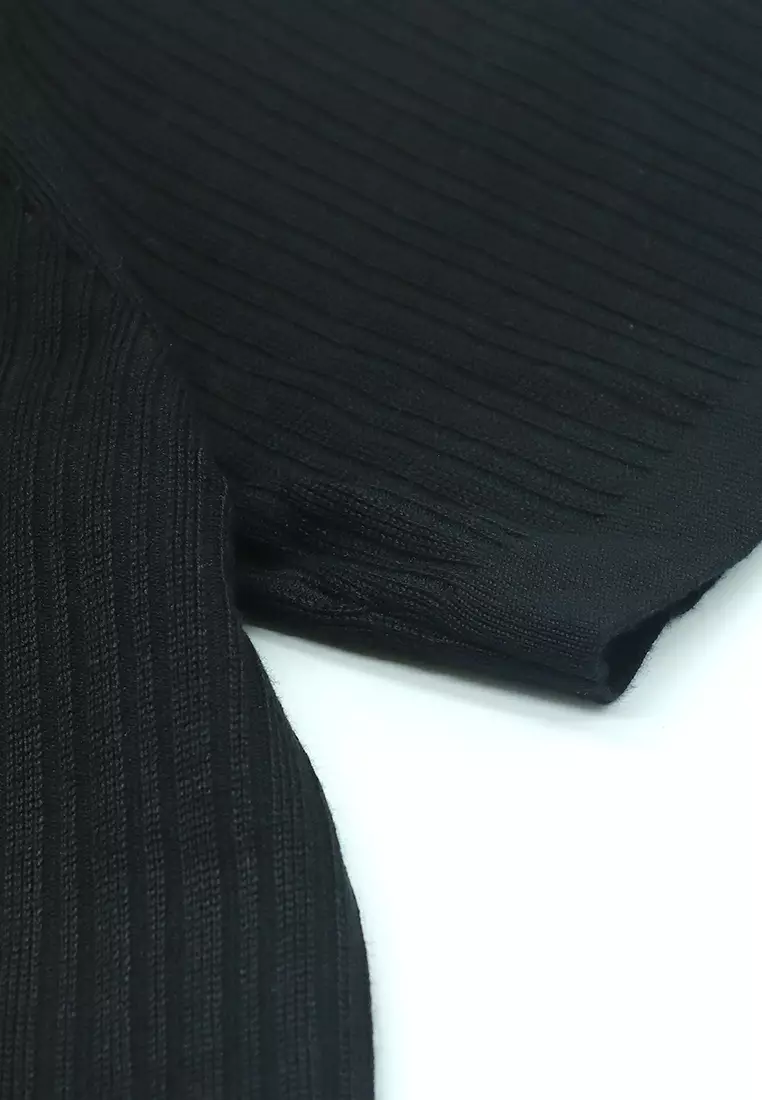 Men's Knit Shirt with Side Slit - Black