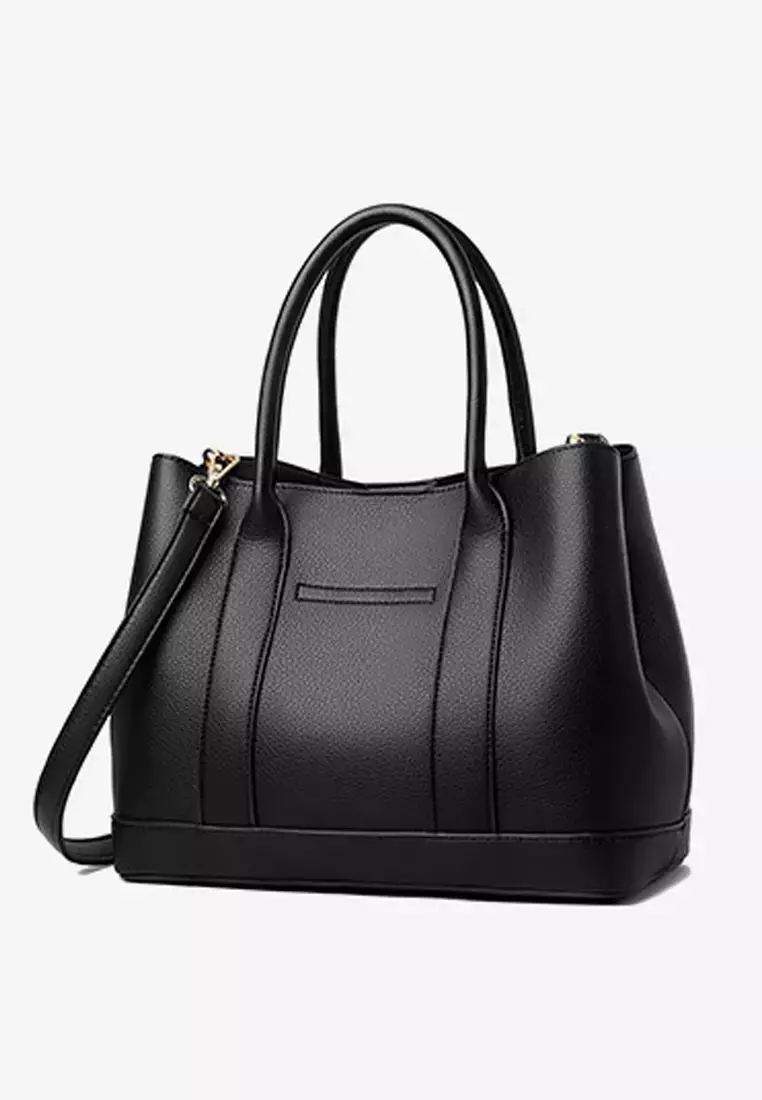 Stylish Faux Leather Three Way Tote Bag