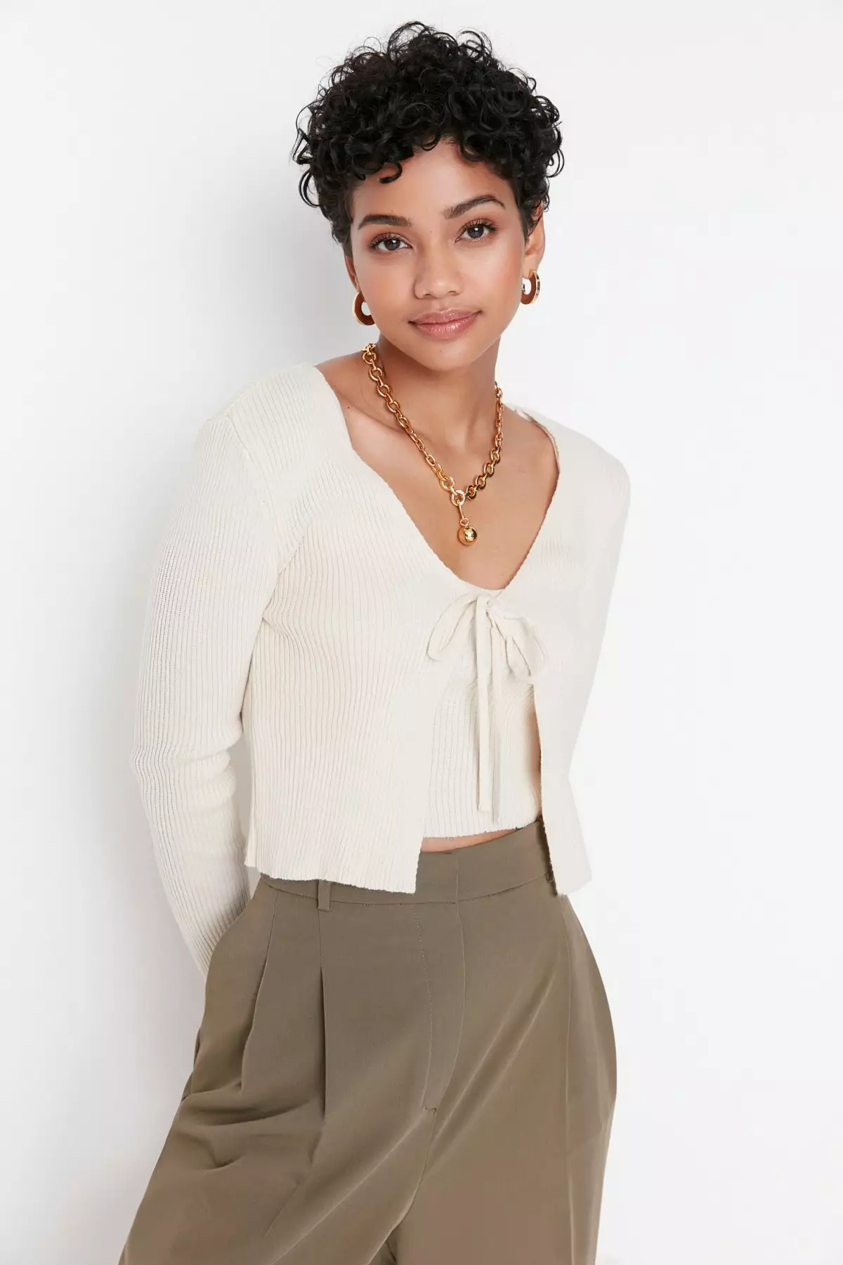 2-Piece Tie Front Cardigan Set